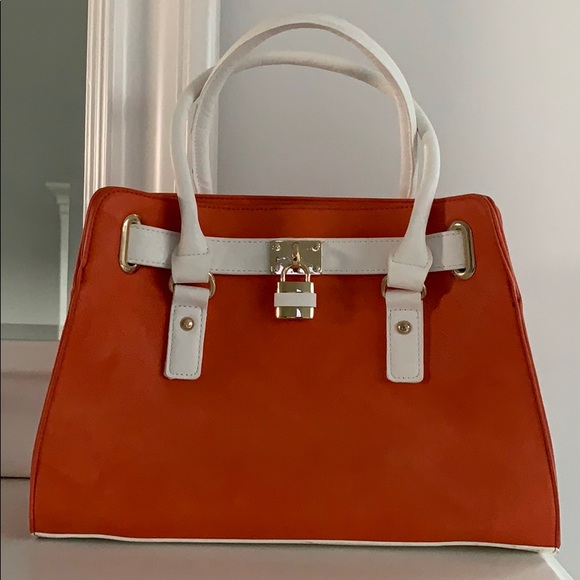 Handbags - TEXTURED LOCK DETAILED SATCHEL